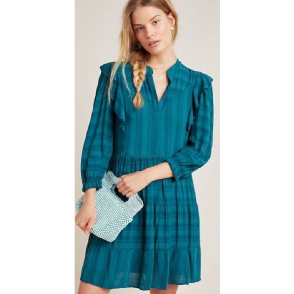 ANTHROPOLOGIE Amadi Rossi Dress Teal Size M